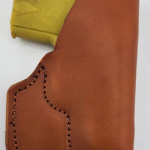 Pocket Holster for Micro Kimber 380 Or Sig P238. Herman oak leather. For pocket carry.