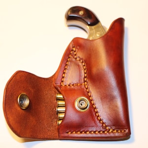 Pocket holster with ammo pouch for NAA 22 Lr 1 1/8 or 1 5/8 - Leather tan