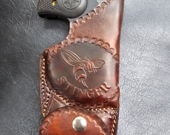 Bond Stinger 9mm Holster: Dark Brown Herman Oak Leather, Ammo Pouch