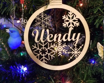Personalized Christmas Ornaments .. 1/4 inch thick Birch..4.528 inches wide"115mm"  Made to order in Alabama