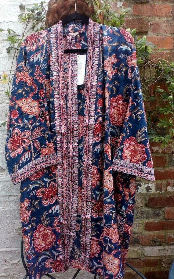 Anokhi Indian Hand Block Print Kimono Gown