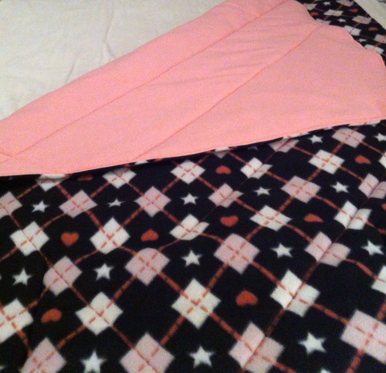 Quillow Fleece Throw Blanket With Hearts And Stars Couch Etsy