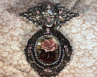 Broche rose/pendentif