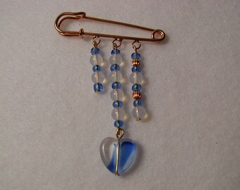 Broche coeur Dangle bleu