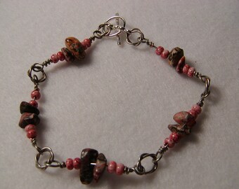 Stone Chips et Mauve/rose perles Bracelet
