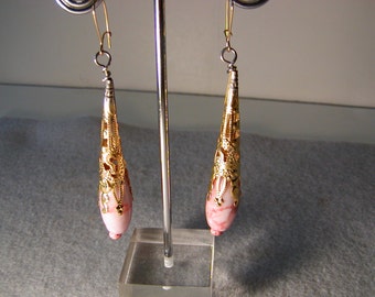 Redline de marbre et or cône Dangle Earrings