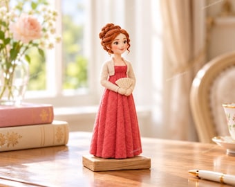 Handmade Wool-Felt Art Doll,Character Figure From Jane Austen’s *Emma*,Bookshelf Decor For Book Lovers,Gift Themed Around Classic Literature