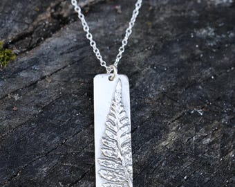 Textured Sterling Silver Fern Necklace: Maine Botanical Jewelry