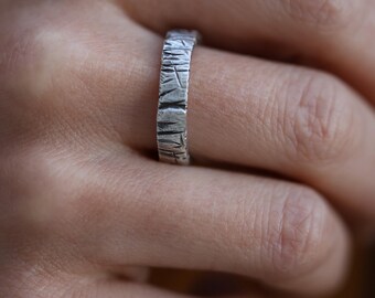 Alderon Bark Textured Chunky Silver Ring