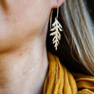 Sacred Cedar organically textured tree frond earrings from Maine