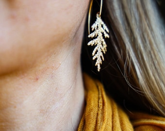 Sacred Cedar organically textured tree frond earrings from Maine