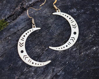 Crescent Moon Earrings Honoring New Beginnings, Brass, Lightweight