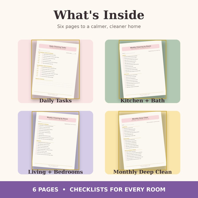 Cleaners Checklist House Cleaning Checklist Printable | Room-by-room Schedule & Weekly ...