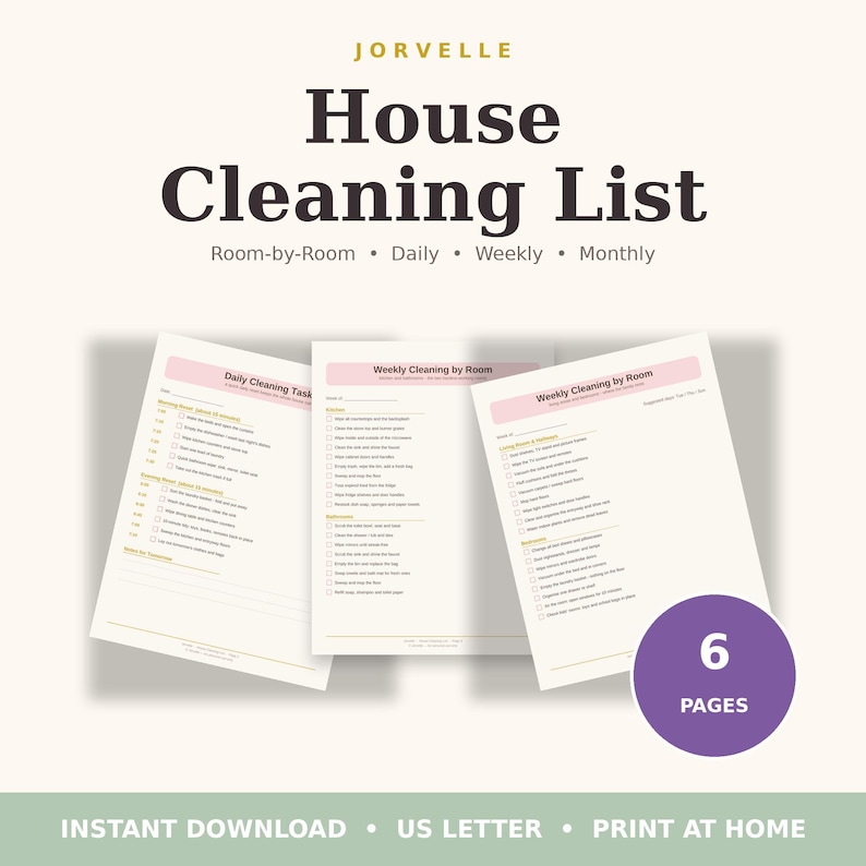 Cleaners Checklist House Cleaning Checklist Printable | Room-by-room Schedule & Weekly ...