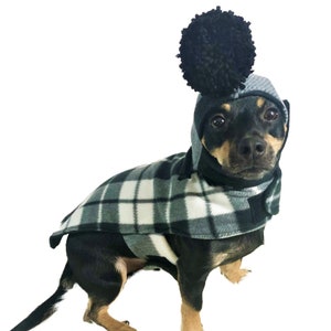 Dachshund Winter Coat, Chihuahua Warm Sweater, Chiweenie Soft Fleece, Pet Supplies, Luxury Pet, Small Dog Gift, Black Plaid Velvety Pet