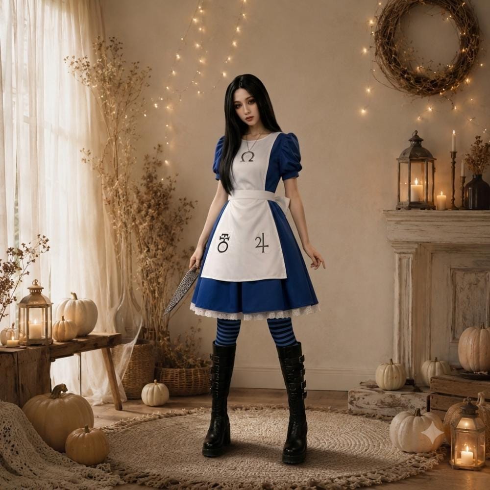 Alice | Maid Apron Dress Socks Full Sets | Comic Con | Halloween & Fancy Dress | Alice: Madness Returns Inspired | Adult and Kids Cosplay
