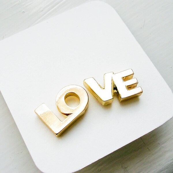 Love earrings studs golden color