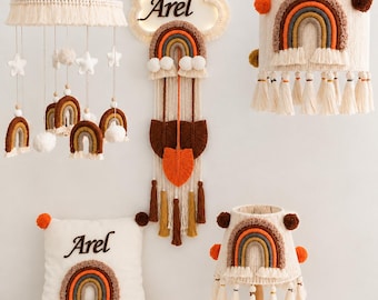 Personalized Macrame Rainbow Wall Hanging | Boho Nursery Decor