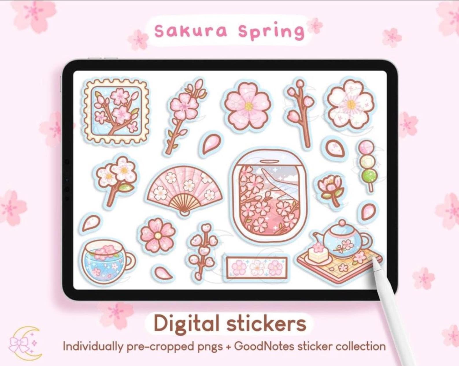 Sakura PNG Stickers, Japanese Cherry Blossom Digital Stickers for ...