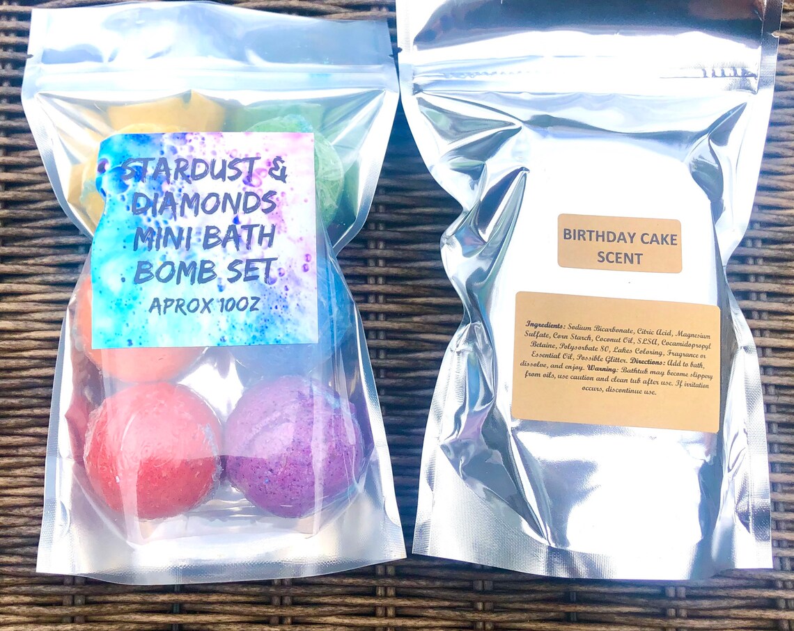 Set of 6 Mini Bath Bombs in a Bag Bag of Bombs Kids Bath Etsy UK