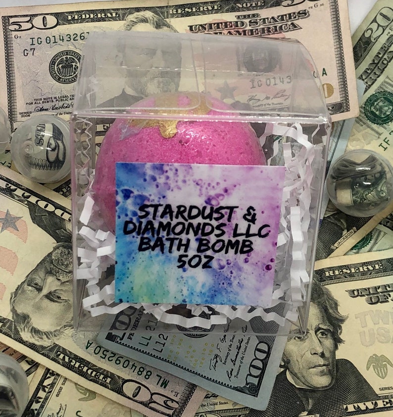 Money Surprise Hidden Inside Cash Bath Bomb Pink 5oz Large - Etsy