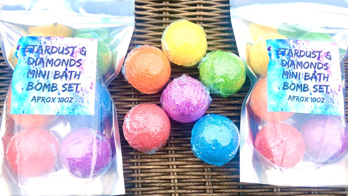 Set of 6 Mini Bath Bombs in a Bag Bag of Bombs Kids Bath Etsy