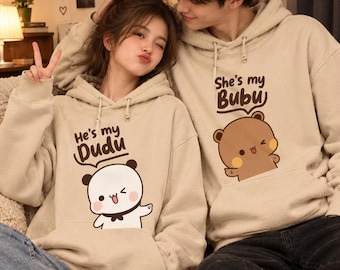 Sudaderas con capucha para parejas de osos Bubu Dudu, sudaderas a juego para él y para ella, conjuntos a juego para marido y mujer, regalo para parejas, regalo de aniversario, acogedor.