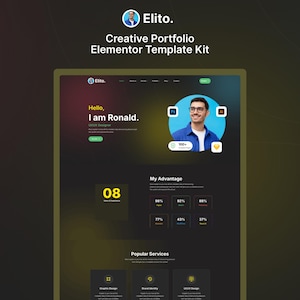 Creative Portfolio Elementor Template Kit | WordPress Personal Portfolio Website Template for Freelancer Designer Developer