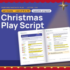 Christmas Play Script, Kids Nativity Pageant, Part Books & Typeable Program (Digital Download)