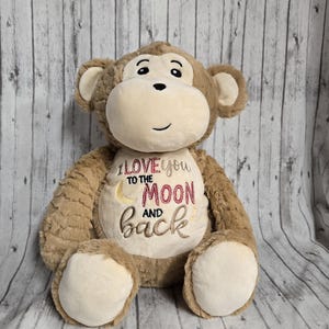 Personalized Embroidered Stuffed Animal, Keepsake Plush, Love You to the moon
