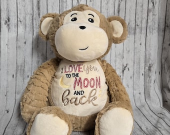 Peluche bordado personalizado, peluche de recuerdo, te amo hasta la luna