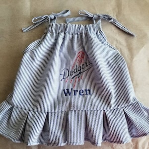 Inspiriert von vintage Dodgers Baseball, Seersucker Kleid, Baseball Sommerkleid