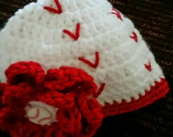 Baby girls baseball hat with flower