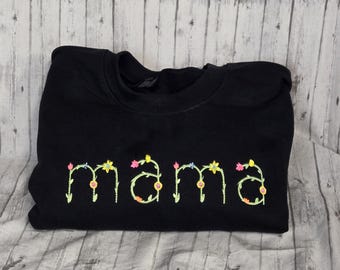 花柄の刺繍入りママクルーネック スウェットシャツ、母の日ギフト