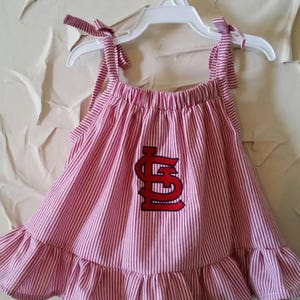Inspired by vintage baseball; STL seersucker dress; STL baseball dress