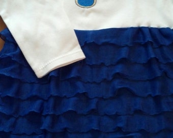 Blue note ruffle dress / blues hockey cheerleader inspired