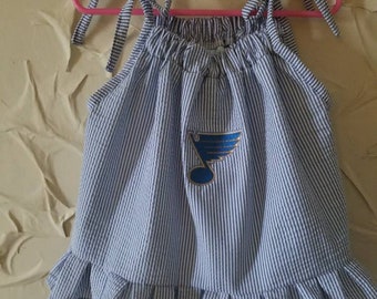 Inspired by vintage; St. Louis  Blues seersucker dress; Blues hockey