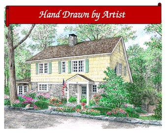 Custom Home Portrait, Hand Drawn, Full Color, House Sketch, Home Drawing, Realtor Closing Gift, First Home,  Boat, Airplane, Cars, Dollhouse
