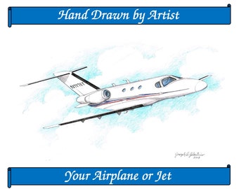 Custom Airplane Portrait  Full Color Boat/Yacht Sketch-Original Custom Home Portrait  House Drawing Personalized Note Cards Christmas