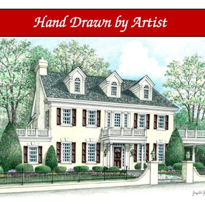 Custom Home Portrait, Hand Drawn, Full Color, House Sketch, Home Drawing, Realtor Closing Gift, First Home, Boat, Airplane, Cars, Dollhouse image 4