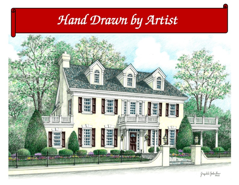 Custom Home Portrait, Hand Drawn, Full Color, House Sketch, Home Drawing, Realtor Closing Gift, First Home, Boat, Airplane, Cars, Dollhouse image 4