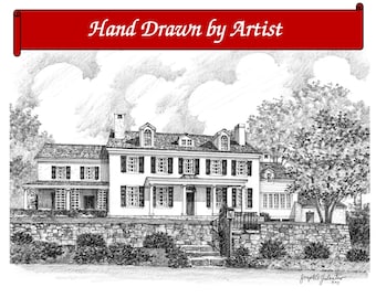 Custom Home Portrait, Hand Drawn, Original House Sketch, Home Drawing,  Realtor Closing Gift, First Home,  Boat, Airplane, Cars, Dollhouse