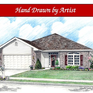 Custom Home Portrait, Hand Drawn, Full Color, House Sketch, Home Drawing, Realtor Closing Gift, First Home, Boat, Airplane, Cars, Dollhouse image 2
