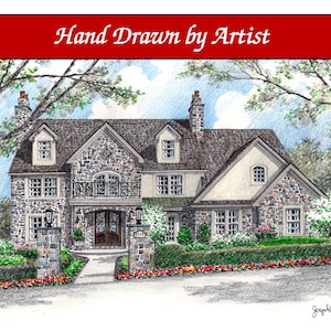 Custom Home Portrait, Hand Drawn, Full Color, House Sketch, Home Drawing, Realtor Closing Gift, First Home, Boat, Airplane, Cars, Dollhouse image 9