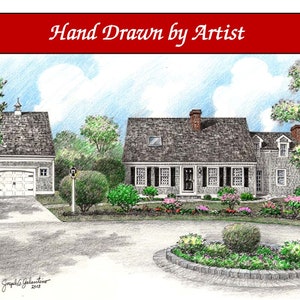 Custom Home Portrait, Hand Drawn, Full Color, House Sketch, Home Drawing, Realtor Closing Gift, First Home, Boat, Airplane, Cars, Dollhouse image 7