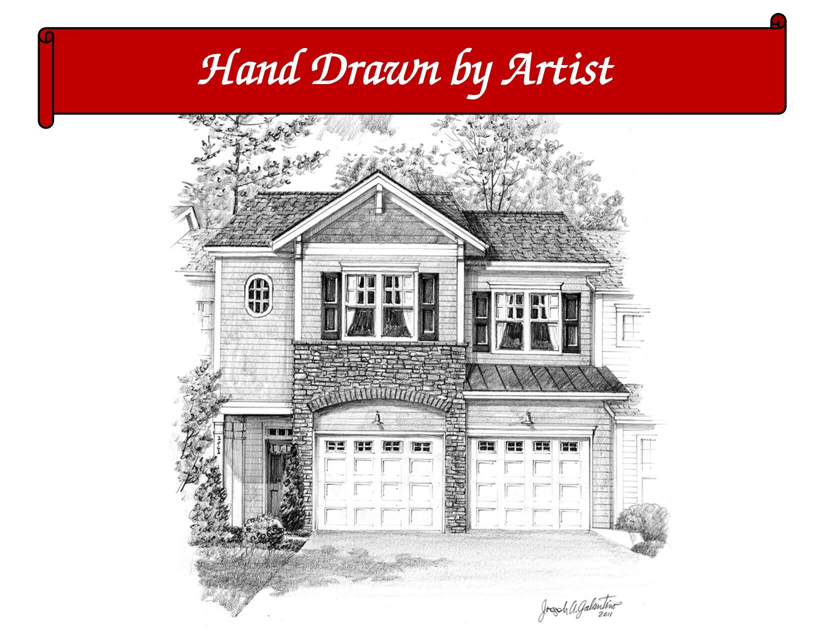 Custom Home Portrait Hand Drawn Original House Sketch Home | Etsy
