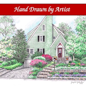 Custom Home Portrait, Hand Drawn, Full Color, House Sketch, Home Drawing, Realtor Closing Gift, First Home, Boat, Airplane, Cars, Dollhouse image 5