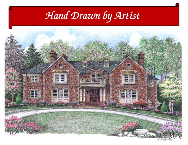 Custom Home Portrait, Hand Drawn, Full Color, House Sketch, Home Drawing, Realtor Closing Gift, First Home, Boat, Airplane, Cars, Dollhouse image 8
