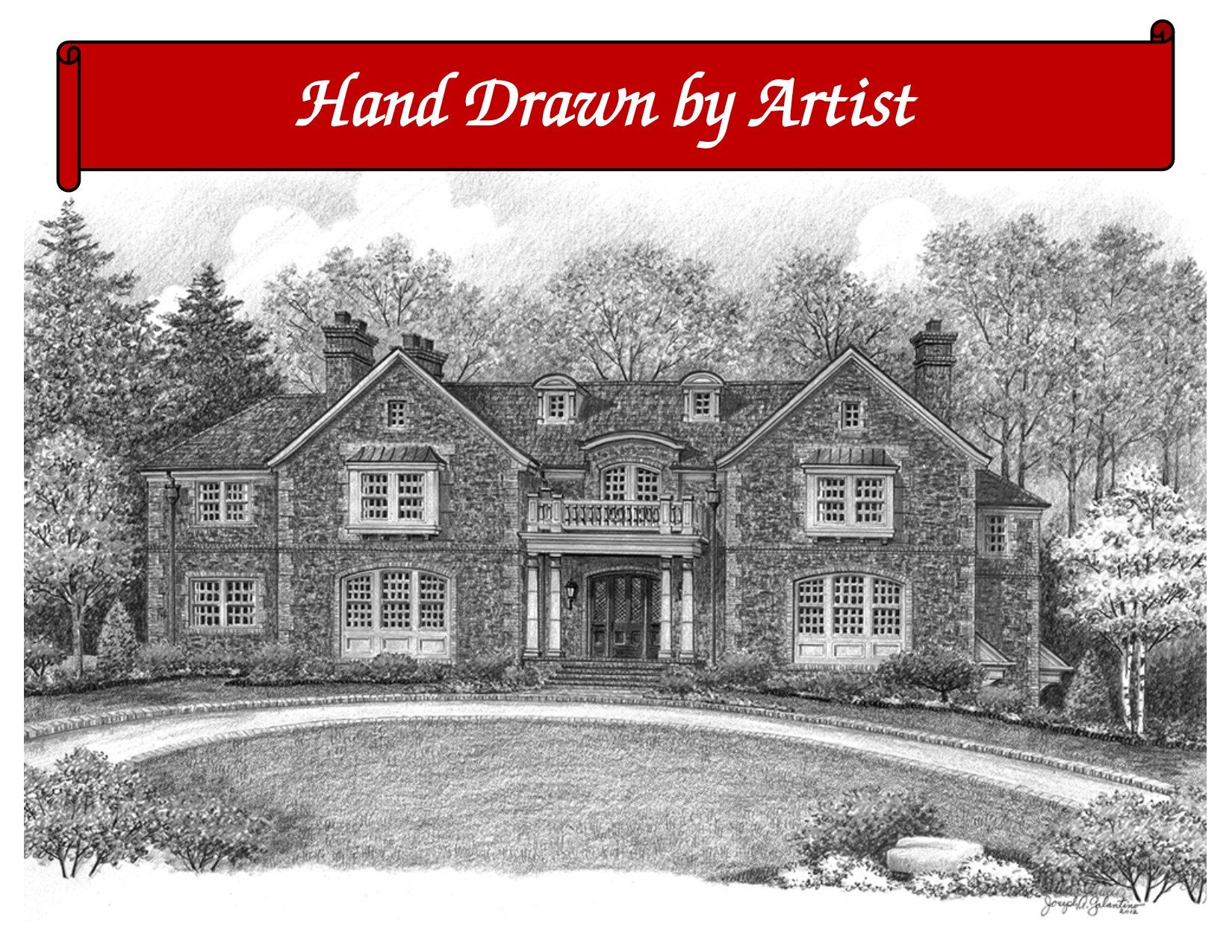 Custom Home Portrait Hand Drawn Original House Sketch Home | Etsy