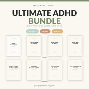 Ultimat ADHD-paket | 8 ADHD-planerare | Dagligt elevarbete, mamma, städning, måltid, lärare | Digital PDF